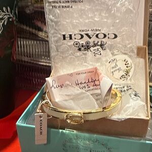 Coach Women's Gold and Cream Bracelet